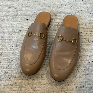 EUC Gucci Princeton Taupe Leather Slippers - Size 40.5
